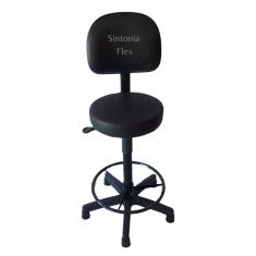 Cadeira mocho caixa alta - aro - base fixa - sapata para recepçao balcao mercado  - corano preto