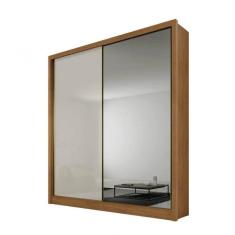 Guarda Roupa Solteiro Virtus Com Espelho Mdf 3 Gavetas Cumaru - Fendi