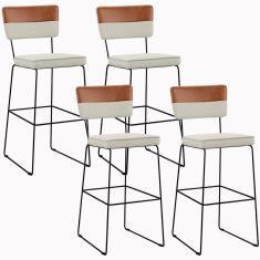 Kit 04 Banquetas Altas Allana L02 Faixa Camel Champagne