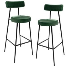 Kit 02 Banquetas Altas Estrutura Em Aço Milão Verde Musgo