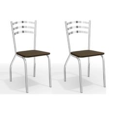 Cadeira Sala De Jantar Portugal 2C007 Kit 2 Un Cromado/Courano Marrom - Kappesberg