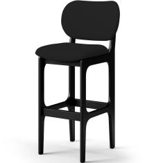 Banqueta Alta Para Cozinha Betta L02 Madeira Maciça Assento Estofado 105 cm Preto Lyam Decor