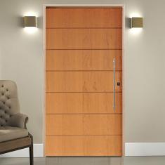 Kit Porta De Madeira Pivotante 210X120Cm Batente 14Cm Fechadura 803 Rolete Externa 2 Imbuia