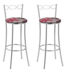 Kit 2 Banquetas Cromadas Bc51-a E511 Cromado-vermelho