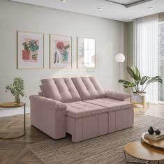 Sofá Palmeira Retrátil Reclinável Sem Caixa 3 Lugares 180cm Veludo Com Molas Cabecasa Madeiramadeira Rosa