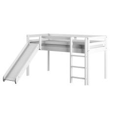 Cama Alta Kids Com Escorregador Em Madeira Maciça/mdf Branco