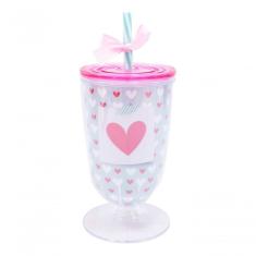 Copo Taça Com Canudo Amo Você 600ml - Projeto Kiwi