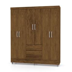 Guarda Roupa Solteiro 6 Portas 153 Cm Rio Plus Imbuia/champanhe - Pallazio