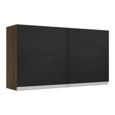 Armário Aéreo Madesa Glamy 120 cm 2 Portas - Rustic/Preto