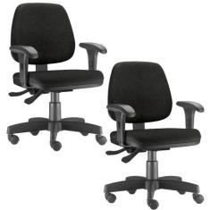 Kit 02 Cadeiras Giratória Job Executiva Ergonômica Escritório Tecido S