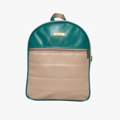 Bolsa Mochila Bicolor Média Off White-Feminino