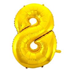 Balão Metalizado, Mundo Bizarro, Número 8, Ouro, 70 cm