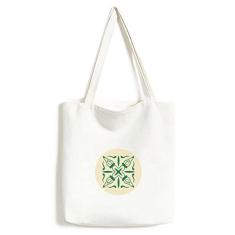 Bolsa de lona decorativa estilo Talavera com estampa verde bolsa de compras casual