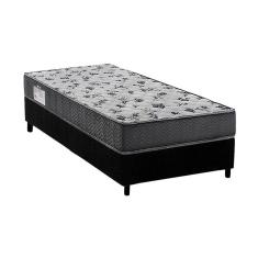 Cama Box Solteiro: Colchão Ortopédico Ortobom D33/EP Anatômico Fort Tech ISO 100 + Base CRC Suede Black(78x188)