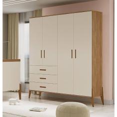 Guarda Roupa Emilly Off White Carvalho 4 Portas Canaã Baby