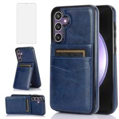 Asuwish Capa de telefone para Samsung Galaxy S23 FE Gaxaly S 23 FE 5G com protetor de tela de vidro temperado suporte de cartão de crédito capa carteira suporte acessórios de celular de couro S23FE5G