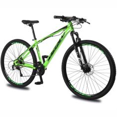 Bicicleta aro 29 KRW Alumínio 27 Vel Shimano Acera Freio Hidráulico Suspensão C/ Trava de ombro KR10