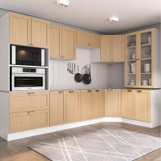 Cozinha Modulada 9 Peças sem Tampo 1 Torre 4 Aéreos 4 Balcões Arizona Cabecasa Madeiramadeira Figueira