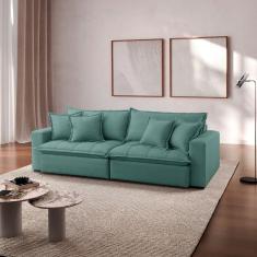 Sofá Cama Jupiter 3 Lugares Retrátil Reclinável 2,30m Veludo com Molas Ensacadas Erva Doce