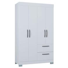 Guarda Roupa Solteiro Tóquio 4 Portas Branco Brilho - Poquema