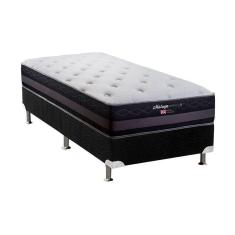 Cama Box Solteiro: Colchão Molas Herval Maxspring Málaga + Base Crc Suede Black(88X188)