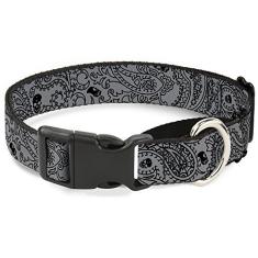 Buckle-Down Coleira para cachorro martingale – Bandana/caveiras roxas/brancas – 2,54 cm de largura – serve para pescoços de 38,12 a 66,04 cm – Grande