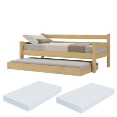 Bicama Madeira Maciça com Colchões Inclusos Paris Multimóveis CR4160 Natural