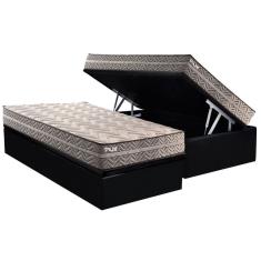 Conjunto Box Baú Solteiro: Colchão Espuma Paropas D45 Pasquale Plus Gray + Base crc Suede Black (88x188)