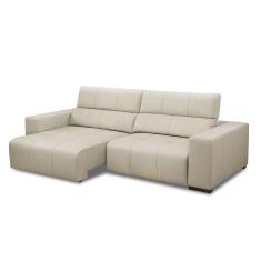Sofá 4 Lugares Retrátil e Reclinável Bramare Molas Ensacadas Couro Branco 250 cm
