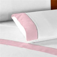 Lençol 2 pçs Berço de Cima e Fronha com Ponto Palito Percal 200 Fios -