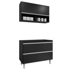 Armário De Cozinha Com Nichos Cp01 Para Pia 100cm M24 Preto - Mpozenato