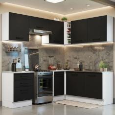 Cozinha Completa 399002 Com Armário E Balcão Branco/Preto