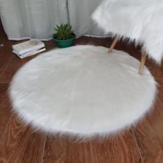 Tapete Redondo Em Pelucia Pelo Alto De 7cm Sem Forro - 150cm - S DECOR