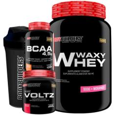 Kit Waxy Whey (35%) 900g + BCAA 100g + Pré treino + Coqueteleira - Bod