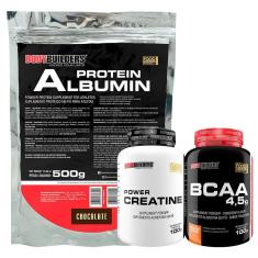 Kit Albumina 500g + Creatina 100g + BCAA 100g - Bodybuilders-Unissex