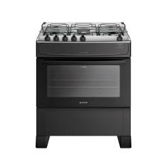 Fogão Atlas 5 Bocas Com Mesa de Inox Mônaco Top Preto Bivolt