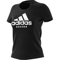 adidas Camiseta feminina com estampa Badge of Sport preta PP