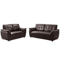 Sofá Rondomóveis 3 e 2 lugares R220 Cosmo revestimento em P.U – Café