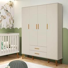 Guarda Roupa de Bebê 4 Portas 2 Gavetas Isis Móveis Reller Areia