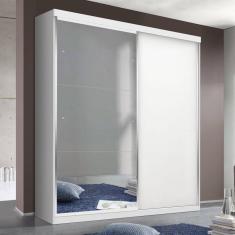 Guarda-Roupa Solteiro 2 Portas de Correr 2 Gavetas e 3 Espelhos Salvador Plus Espresso Móveis Branco