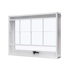 Janela de Aço Maxim-ar 60x60cm com Grade Quadriculada e Vidro Liso Unicsol Ramassol Branco