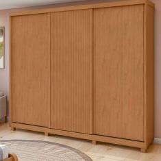 Guarda-roupa Ollie 3 Portas 6 Gavetas 6 Prateleiras com Pés Amêndoa Clean/Off White/Amêndoa Clean