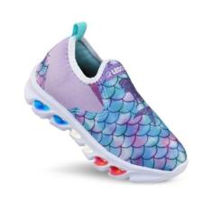 Tênis de Led Infantil Feminino Ledstar Calce Facil Sereia Casual-Feminino