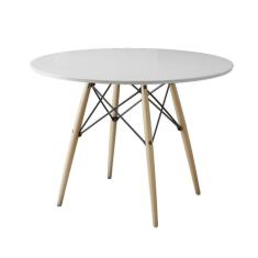 Mesa de Jantar Eames Wood Tampo Madeira Branco 90 Cm