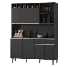 Armário Para Cozinha Ambiente Kit Alice Cinza Fosco - Ajl