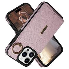 Keallce Capa para iPhone 14 Pro Max de 6,7 polegadas 2022, capa carteira flip com compartimentos para cartões, suporte de anel, suporte, capa protetora de couro fólio para mulheres compatível com