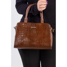 Bolsa de couro croco estruturada Emili-Feminino