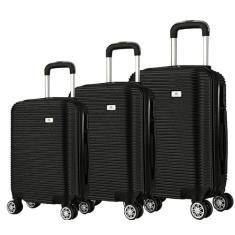 Kit 3 Malas De Viagem Bordo, Média e Grande Em Abs C/ Rodinhas 360º - 