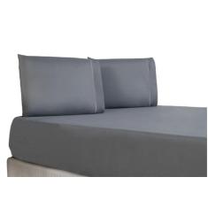 Lençol Casal 3 Peças 400 Fios Ponto Palito - Maville, CINZA