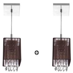 Kit 2 Lustres Pendente Cupula Quadrada Cganza Cristal Acríli - MARRYLU